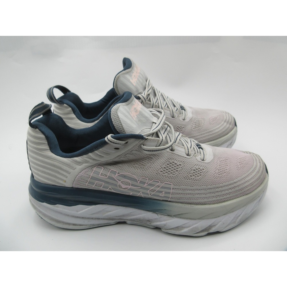 Hoka One One Bondi 6 Shoes Womens Size 9 Gray Blue Running Cushioned Sneakers